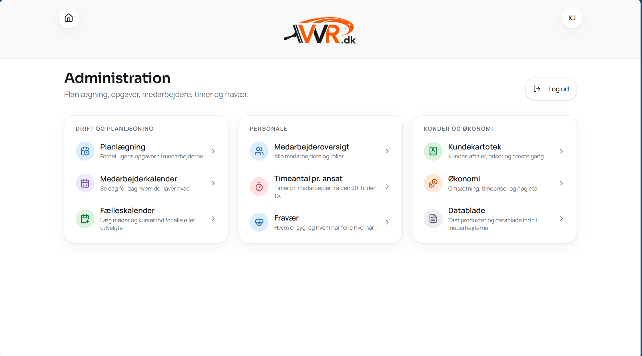 Screenshot of VVR.dk Portal