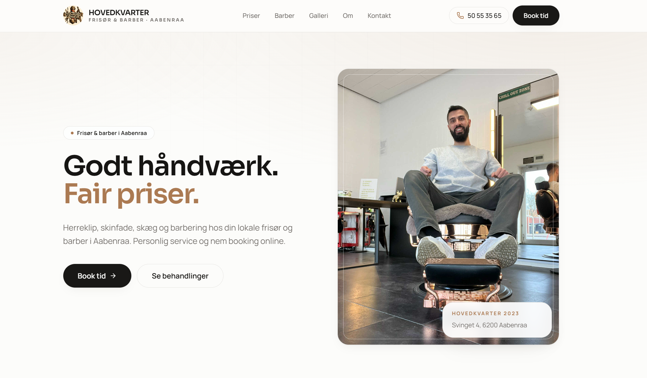 Screenshot of Hovedkvarter 2023 – frisør og barber i Aabenraa