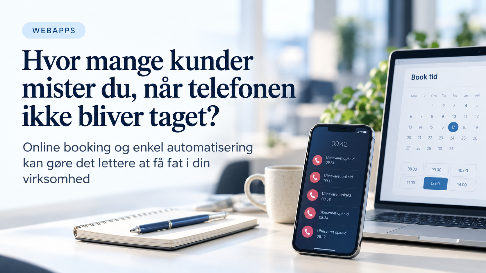 Online booking og kundehenvendelser på computer